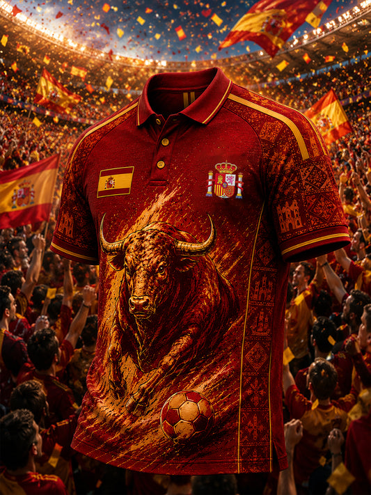 Men's Spain Football Lover Short Sleeves Top