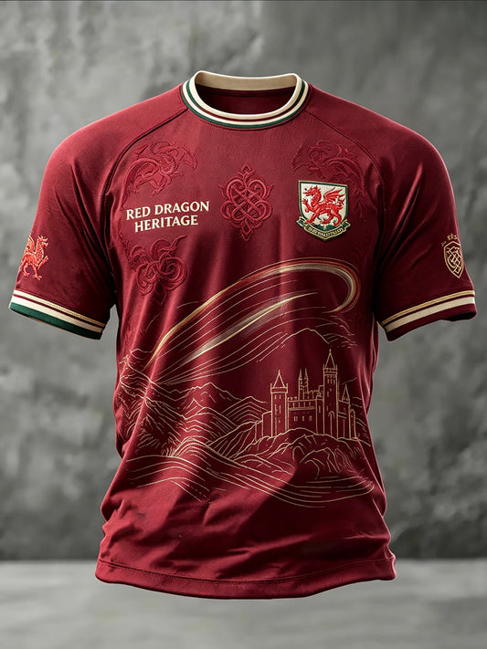 Men's Welsh Dragon Printed Casual short sleeves t-shirt