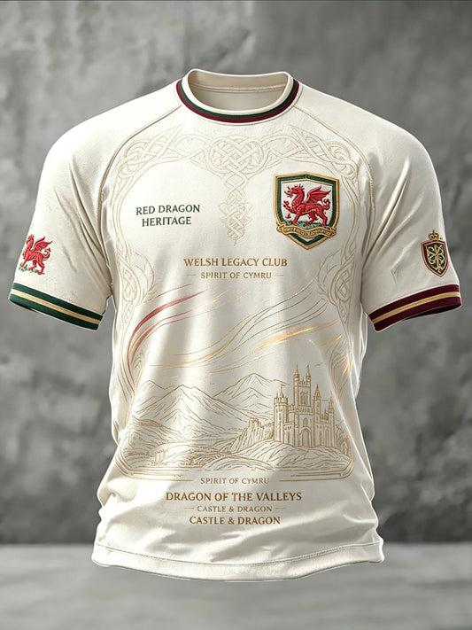 Men's Welsh Dragon Printed Casual short sleeves t-shirt