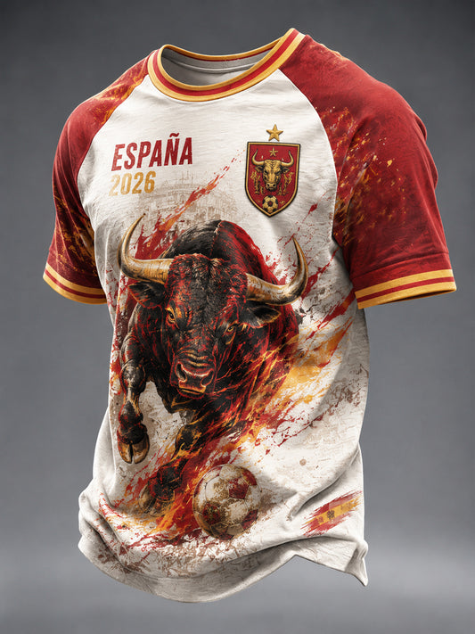 Men's Spanish Football Printed Casual short sleeves t-shirt