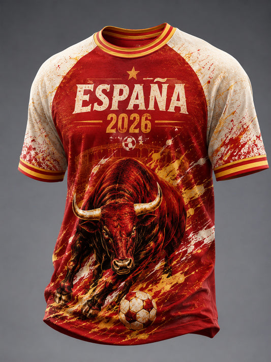 Men's Spanish Football Printed Casual short sleeves t-shirt