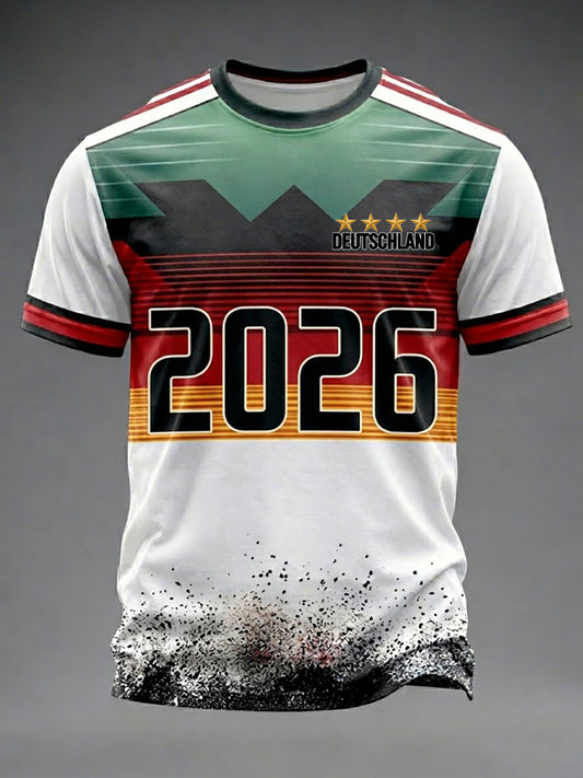 Men's Germany Football Fan Print Short Sleeve T-shirt