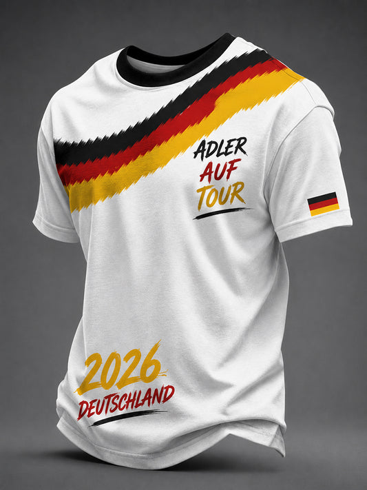 Men's Germany Football Fan Print Short Sleeve T-shirt
