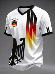 Men's Germany Football Fan Print V-Neck T-Shirt