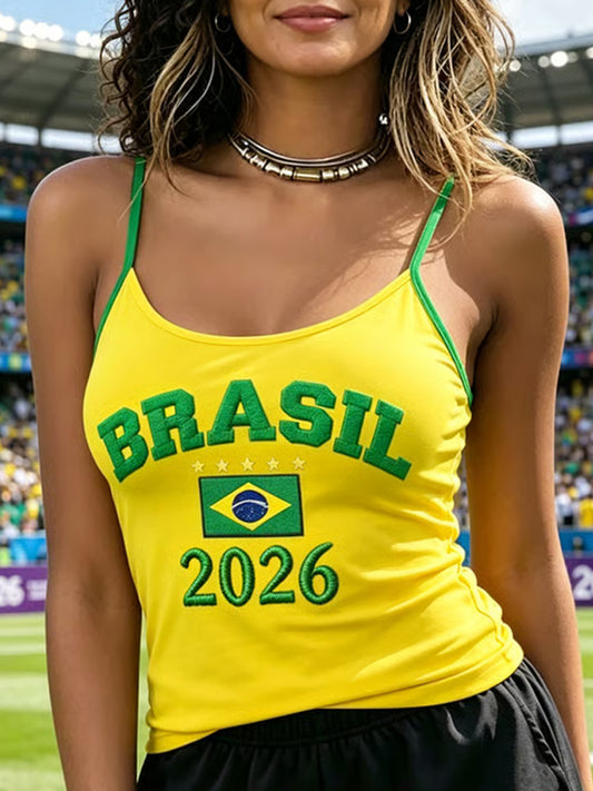 Women's Brazil Soccer Fan Gift Spaghetti-Strap Tank Top