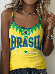 Women's Brazil Soccer Fan Gift Spaghetti-Strap Tank Top