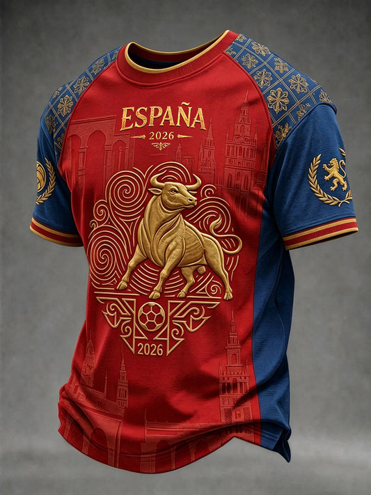 Men's Spain Football Lover Short Sleeves T-shirt