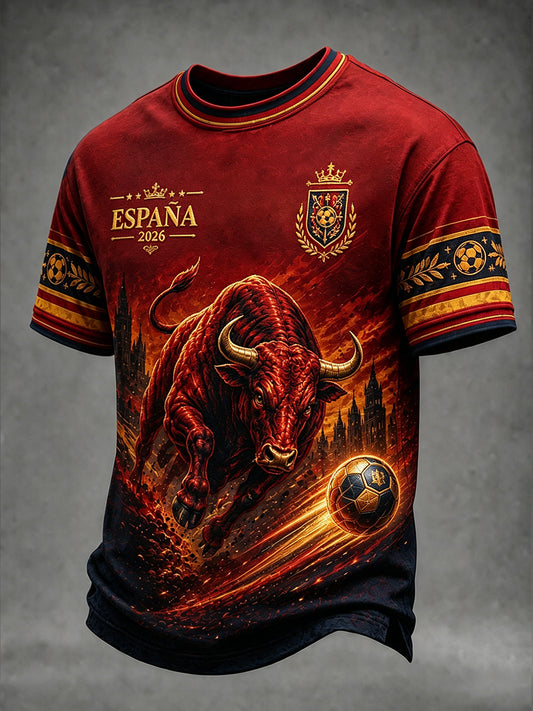 Men's Spain Football Lover Short Sleeves T-shirt