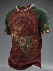 Men's Welsh Dragon Celtic Heritage Printed Casual Short Sleeves T-shirt