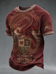 Men's Welsh Dragon Celtic Heritage Printed T-shirt
