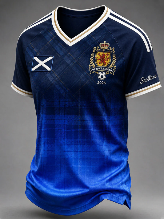 Men's Scotland Printed V-neck T-shirt