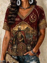 Women's Turkish Football V-Neck T-Shirts