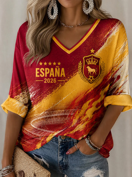 Women's Spanish Football Print Casual T-shirt