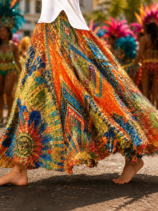 Women's 60th Anniversary Carnival Graphic Long Half Skirt