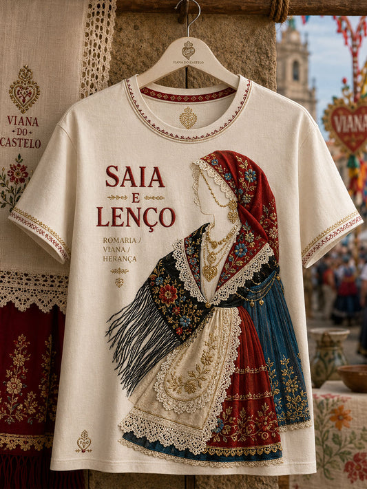 Women's Festas d'Agonia Portugal Art Printed Linen T-shirt