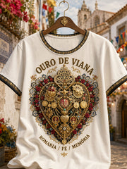 Women's Festas d'Agonia Portugal Art Printed Linen T-shirt