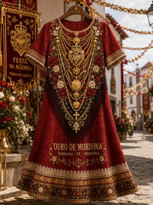 Women's Festas d'Agonia Portugal Art Printed Linen Dresses