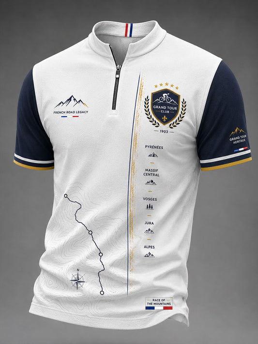 Men's Bicycle Race Zip Short Sleeve T-Shirt