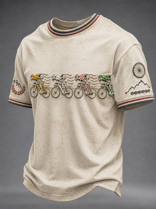 Men's Skeleton Bicycle Short Sleeves T-shirt