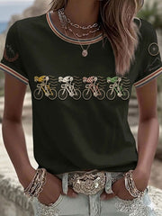 Women's Skeleton Bicycle Short-sleeved T-shirt