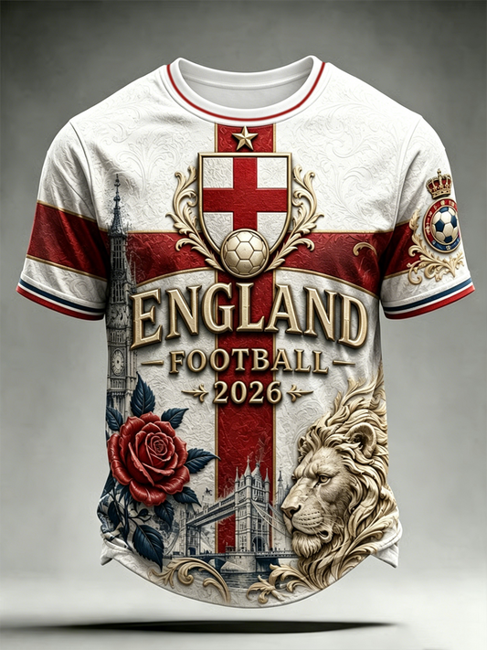 Men's UK Football Lover England Printed short sleeves t-shirt