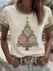 Women's Tennis Christmas Tree Short-sleeved T-shirt