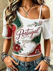 Women's Portugal Football Printed T-shirt