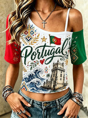 Women's Portugal Football Printed T-shirt