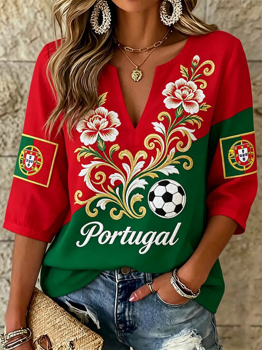 Women's Portugal Football Printed Shirt