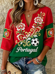 Women's Portugal Football Printed Shirt