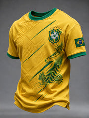 Men's Brazil  Football Fan Gift Short Sleeve T-shirt