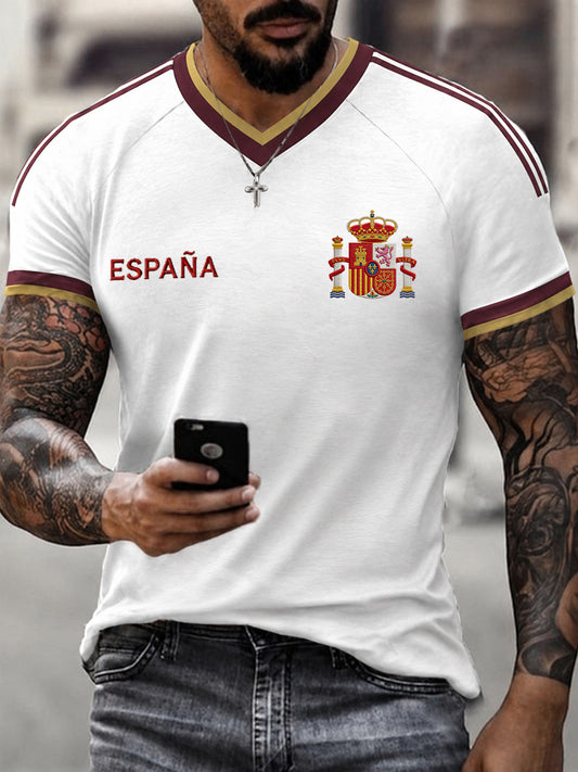 Men's Gift For Football Fans Print Casual V-Neck Tee