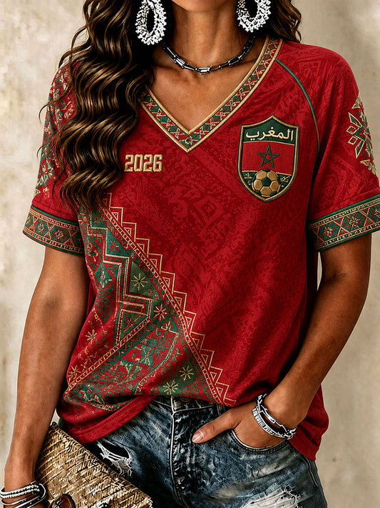 Women's Moroccan Football V-Neck T-Shirts