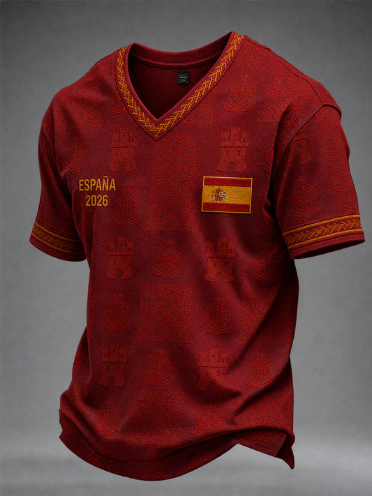 Men's Gift For Football Fans Print Casual V-neck  Short Sleeve T-shirt