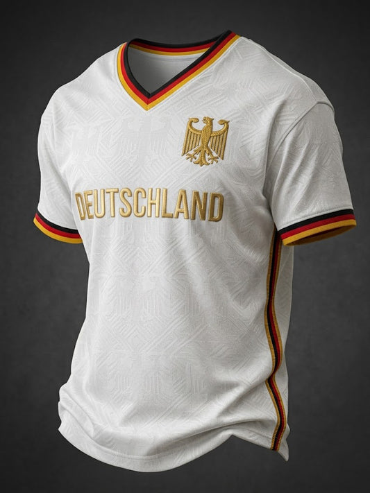Men's Germany Football Printed V-neck T-shirt