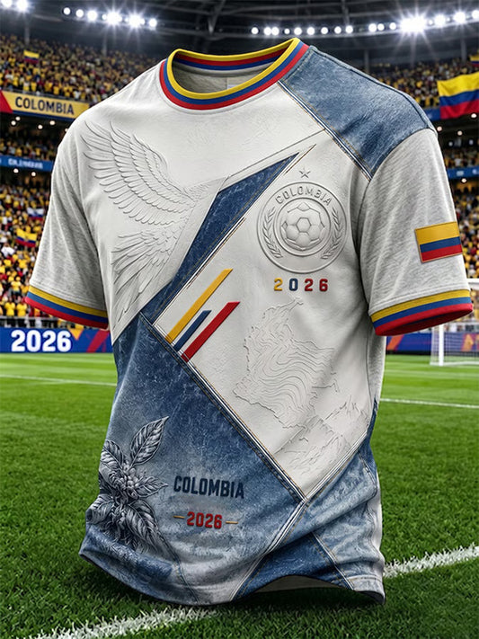 Men's Colombian Football Style Casual Unisex T-shirt