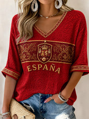 Women's Gift For Football Fans Print Casual Half-Sleeve Waffle T-shirt