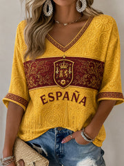 Women's Gift For Football Fans Print Casual Half-Sleeve Waffle T-shirt