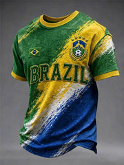 Men's Brazil Football Fan Gift Short Sleeve T-Shirt