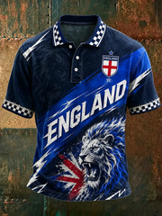 Herren England-Polo-Shirt für Fußballliebhaber, bedruckt
