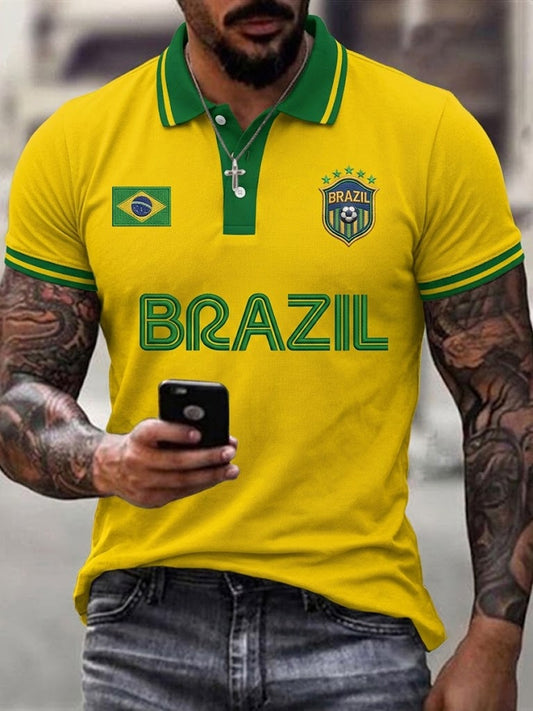 Men's Brazil Football Fan Gift Short Sleeve Top