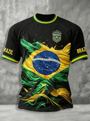 Men's Brazil Football Fan Gift Short Sleeve T-Shirt