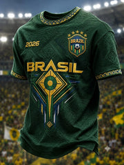Men's Brazil Football Fan Gift Short Sleeve T-Shirt