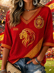 Women's Gift For Football Fans Print Casual Half-Sleeve T-shirt
