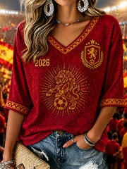 Women's Gift For Football Fans Print Casual Half-Sleeve T-shirt