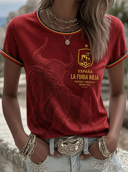 Women's Spain Football Short-sleeved T-shirt