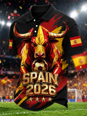 Men's Gift For Spain Soccer Fans Print Casual Polo