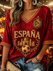 Women's Gift For Football Fans Print Casual Half-Sleeve T-shirt