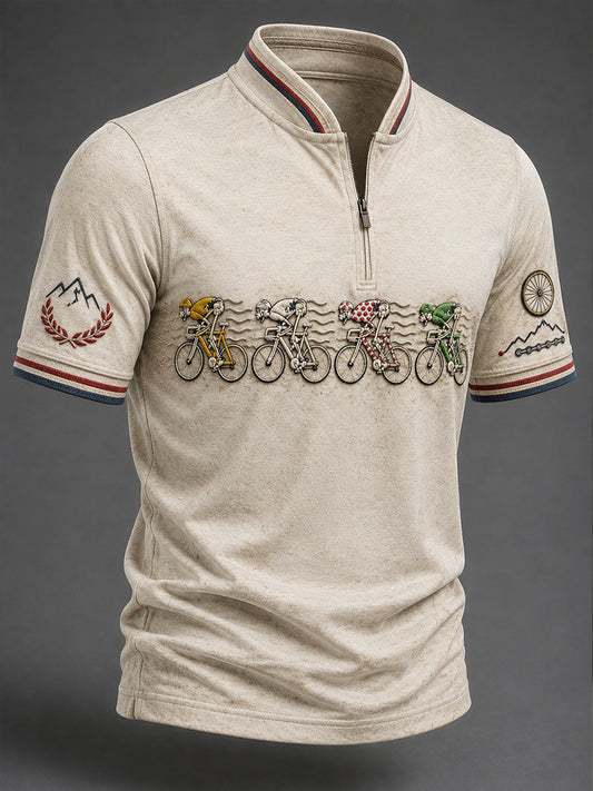 Men's Skeleton Bicycle Zip Short Sleeve T-Shirt