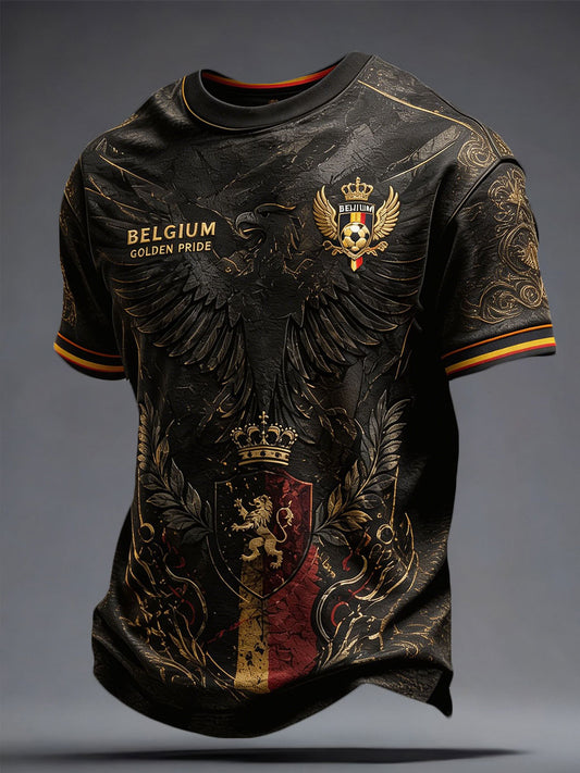 Men's Belgium Football Lover Pride Art Printed T-shirt